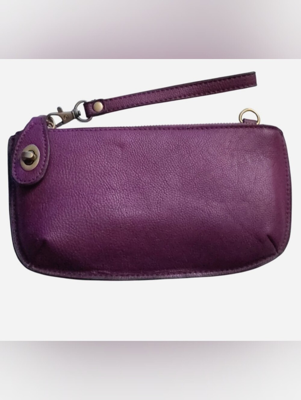 Joy Susan Plum Leather Wristlet Clutch